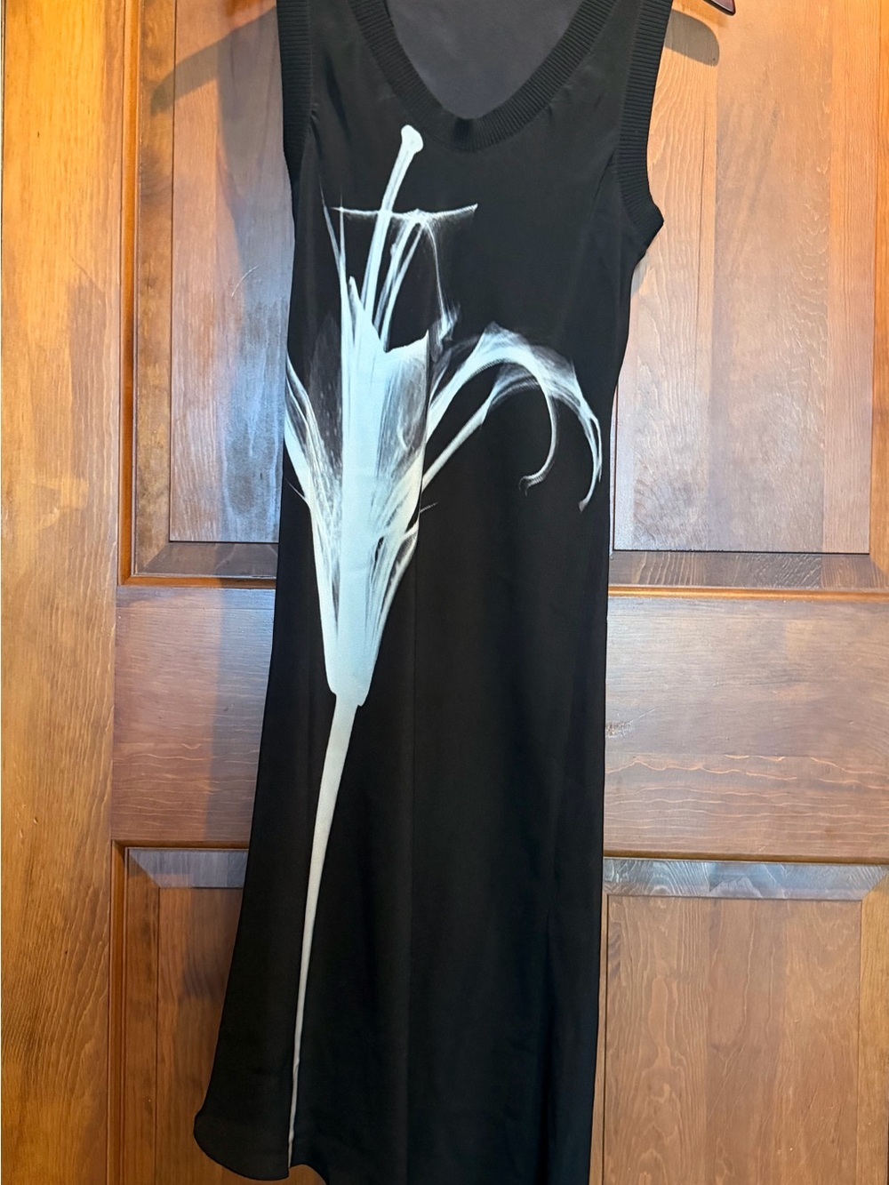 JOSEPH Silk Black Sleeveless Dress with White Floral Print
